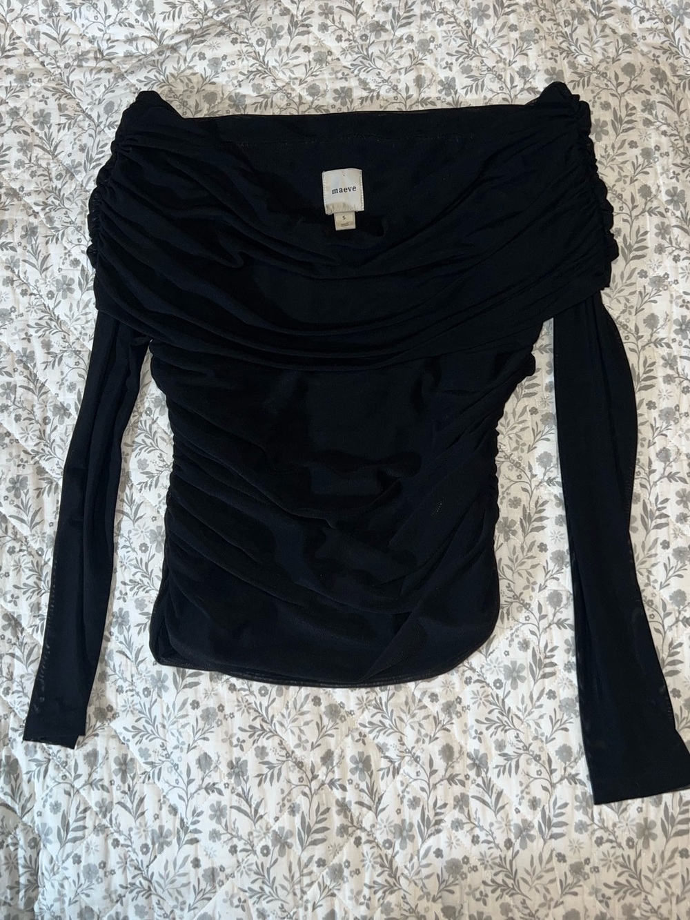 Anthropologie The Aleda Mesh Off-Shoulder Top by Maeve